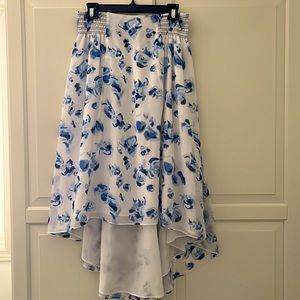 Club Monaco high low floral silk skirt